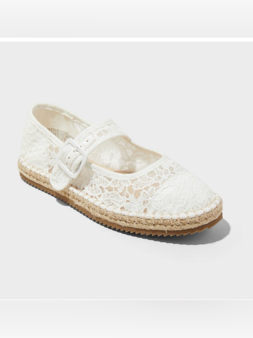 art class™ Kids' Madeline Lace Espadrille Mary Jane Flats - White 5: Adjustable